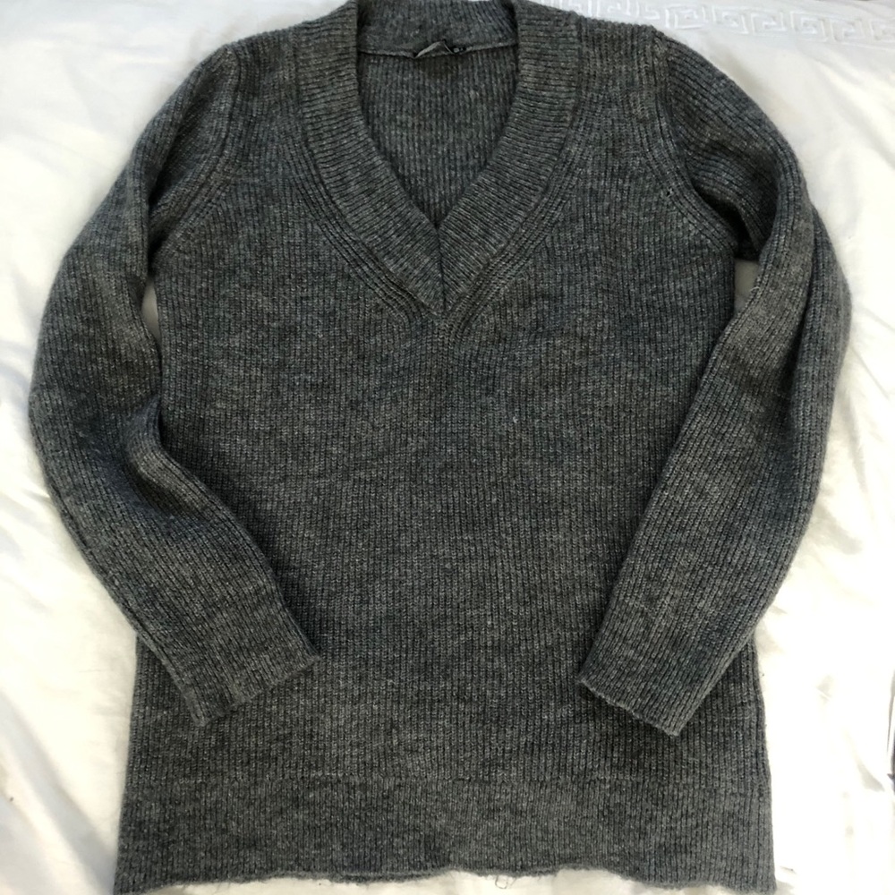 Zara V Neck Gray Cozy Knit Sweater